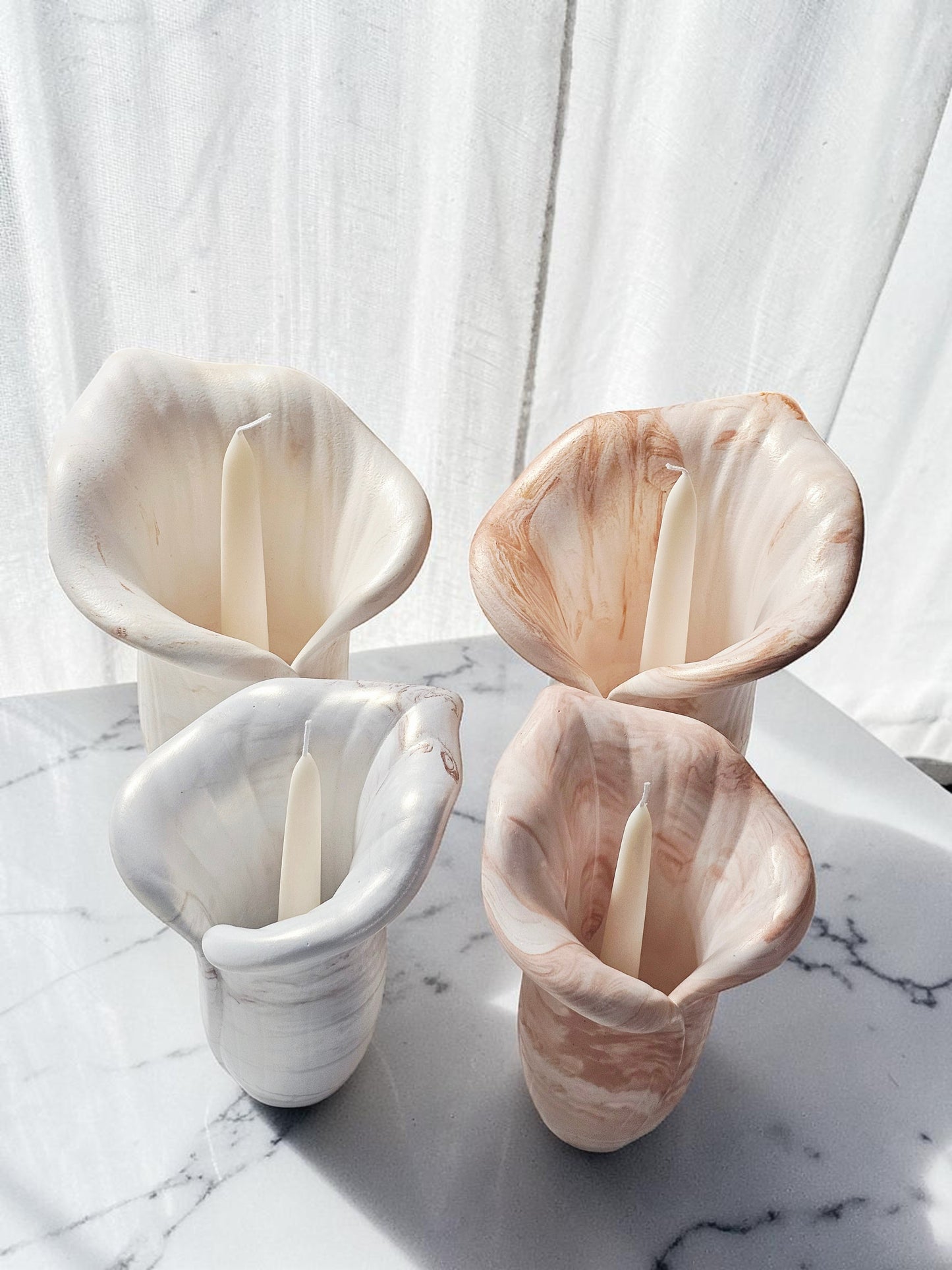 Stone Calla Flame Candle Holder