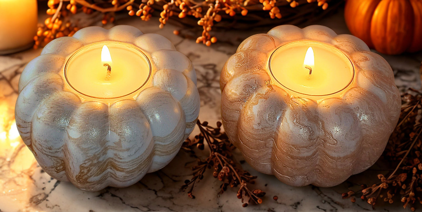 Stone Pumpkin Tealight Holder