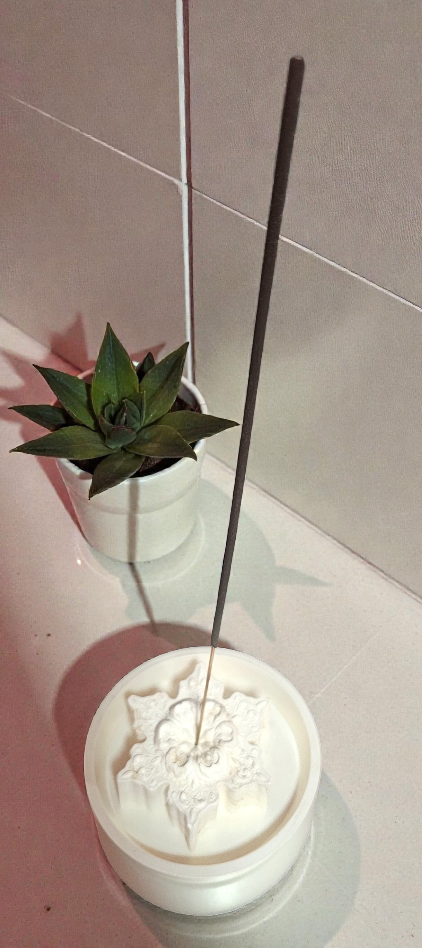 Stone Incense Holder- Sparkling Snowflake & Coaster Set