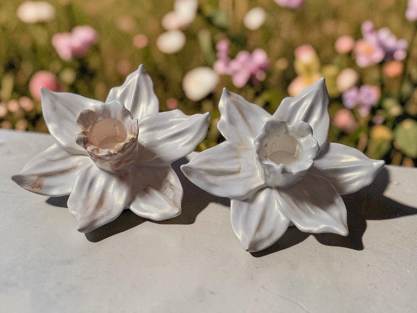Stone Bloom Taper Candle- Daffodil