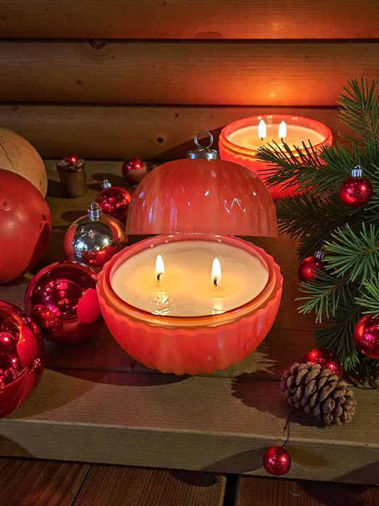 Red Ornament Glass Candle - Sugarplum Blossom