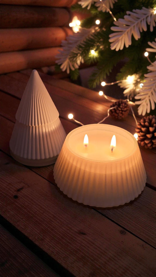 White Glass Tree Candle - Snow Days