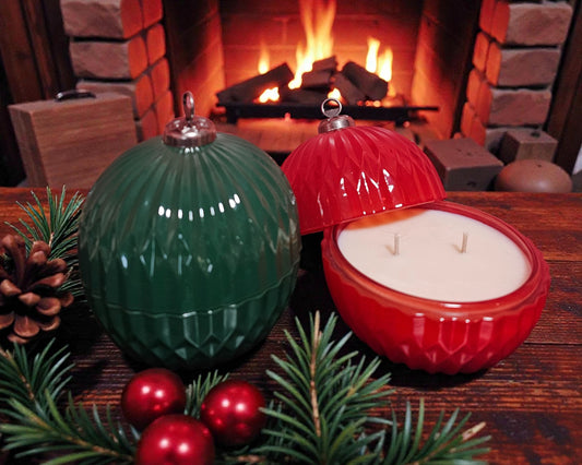 Green Glass Ornament Glass Candle - Cozy Weather