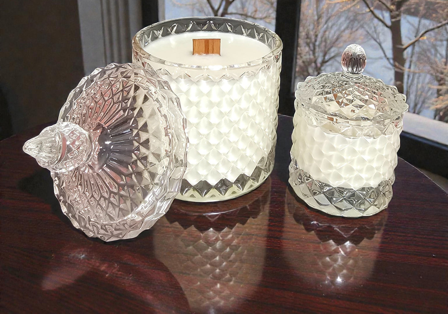Diamond-cut Candle - Sparkling Snowflake