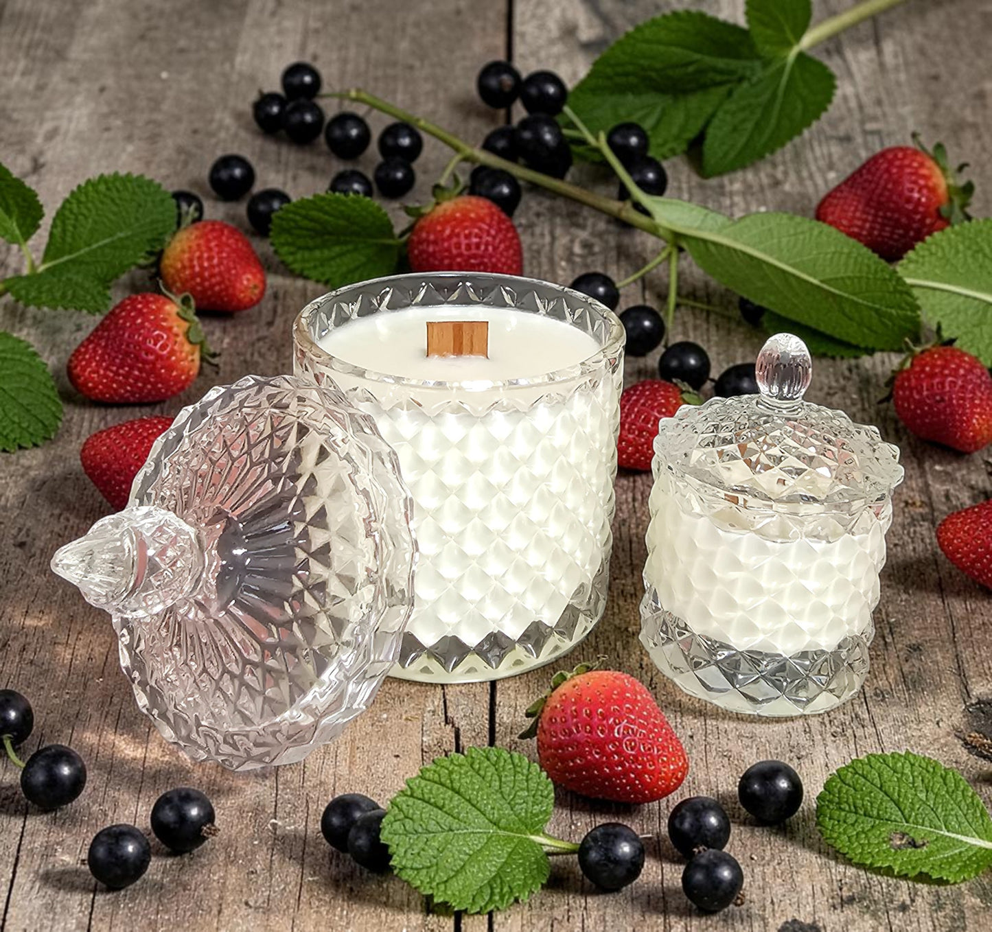 Diamond-cut Candle - Soft Mint & Berry