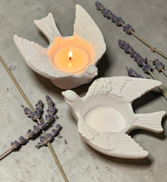 White Dove Stone Holder
